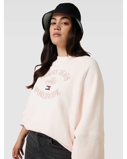 Tommy Hilfiger Pink PLUS SIZE Sweatshirt mit Label-Print Modell 'WORLDWIDE'