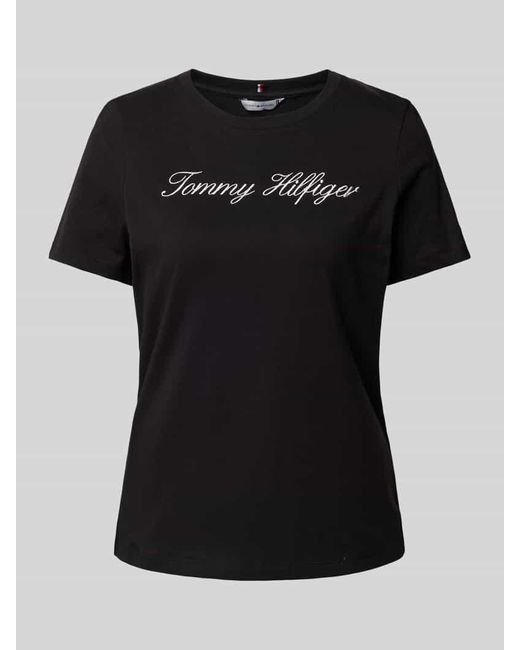 Tommy Hilfiger Black T-Shirt mit Label-Stitching
