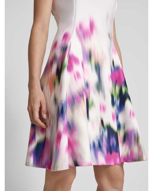 DKNY Pink Knielanges Kleid im Allover-Look Modell 'FIT AND FLARE'