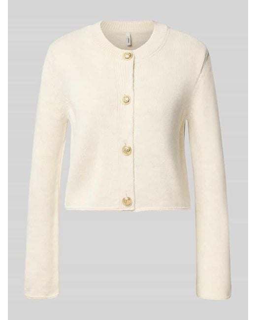 ONLY Natural Relaxed Fit Strickjacke mit Zierknopf Modell 'TESSA'