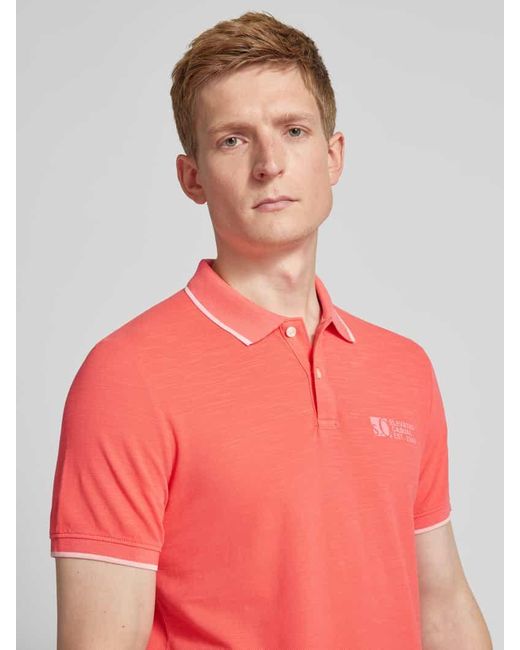 S.oliver Regular Fit Poloshirt mit Label-Print in Pink für Herren