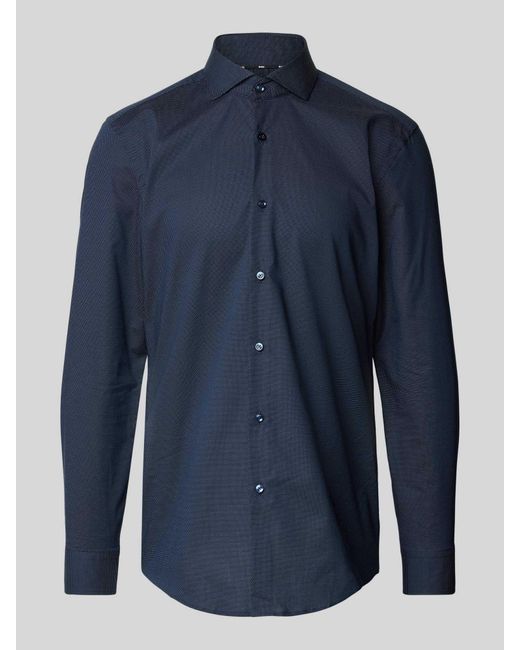 Boss Regular Fit Zakelijk Overhemd Met Haaikraag, Model 'Hank' in het Blue voor heren
