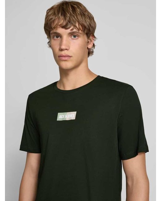 Jack & Jones T-Shirt mit Label-Print und Rundhalsausschnitt in Green für Herren