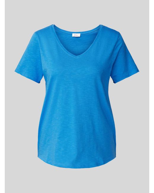S.oliver T-shirt Met V-hals in het Blue