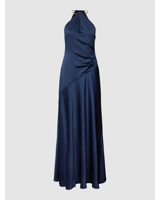 Lauren by Ralph Lauren Blue Abendkleid mit Neckholder in metallic Modell 'FALEANA'