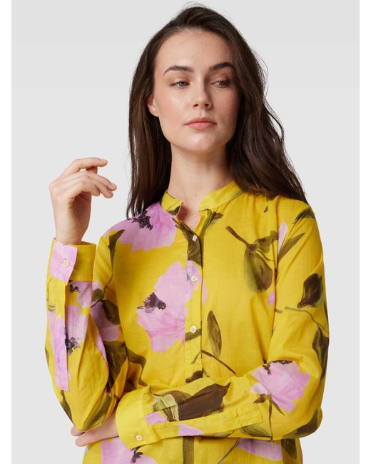 0039 Italy Yellow Bluse mit floralem Muster