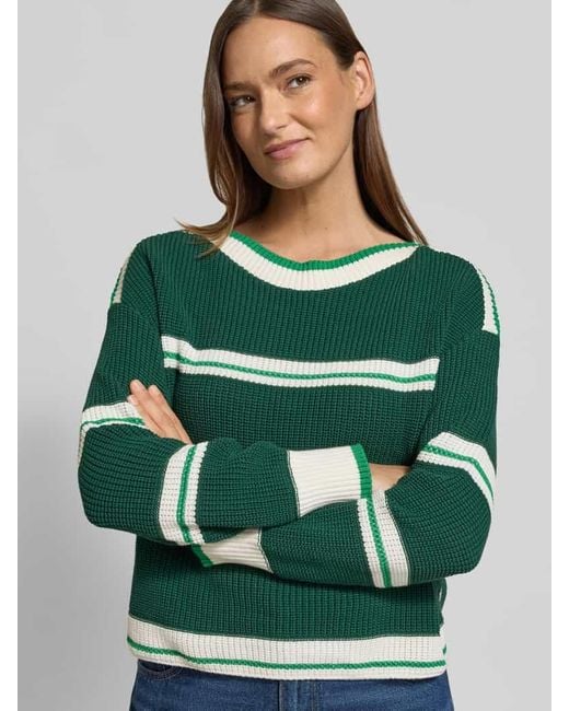Marc Cain Green Strickpullover mit U-Boot-Ausschnitt