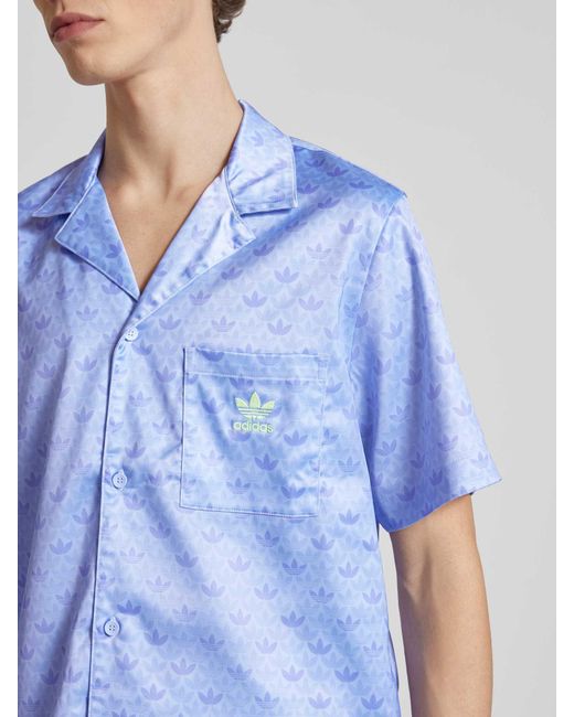 Adidas Originals Regular Fit Freizeithemd mit Allover-Logo-Print in Blue für Herren