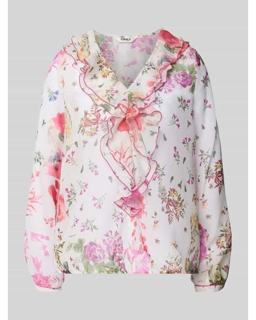 ONLY Gray Regular Fit Bluse mit Volants Modell 'MILLA'