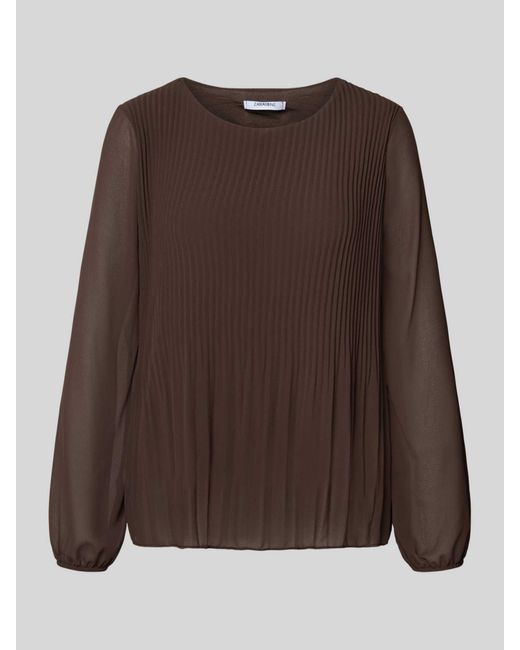 ZABAIONE Blouse Met Lange Mouwen Met Plissévouwen En Ronde Hals in het Brown