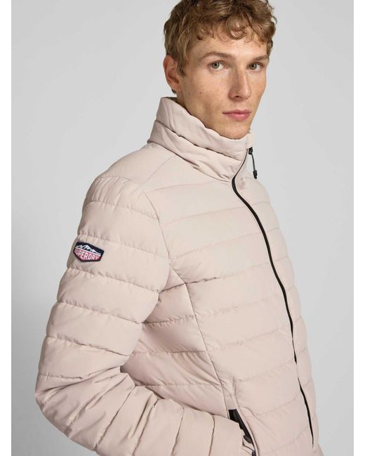 Superdry Gewatteerd Jack Met Opstaande Kraag, Model 'Fuji' in het Natural voor heren