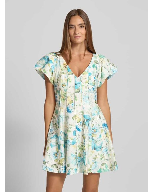 Forever New Blue Ausgestelltes Cocktailkleid aus Lyocell-Mix mit Leinen-Anteil Modell 'CAMDEN'