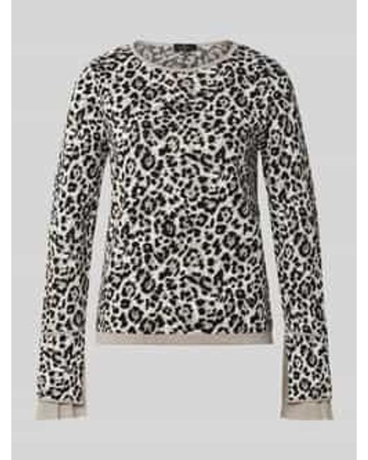 Monari Gebreide Pullover Met Ribboorden in het White