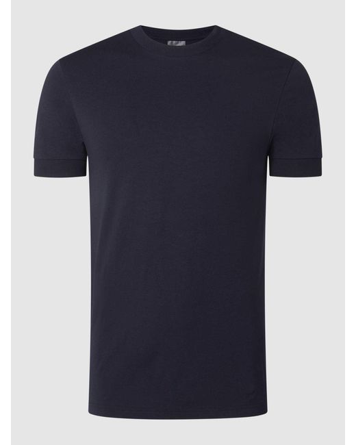 Drykorn T-Shirt mit geripptem Rundhalsausschnitt Modell 'ANTON' in Blue für Herren