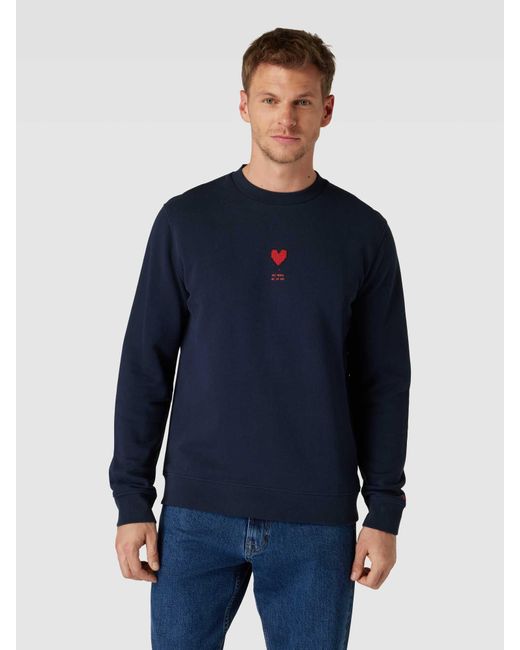 ARMEDANGELS Sweatshirt mit Motiv-Stitching Modell 'BAARO MELT HEAARTS' in Blue für Herren