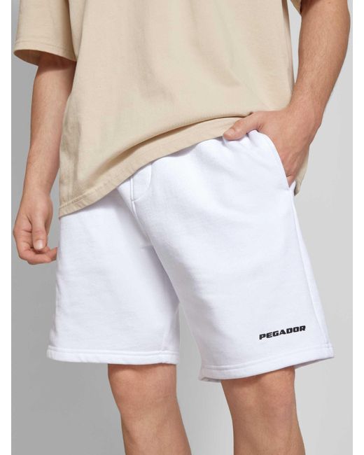 PEGADOR Sweatshorts mit Logo und elastischem Bund in White für Herren