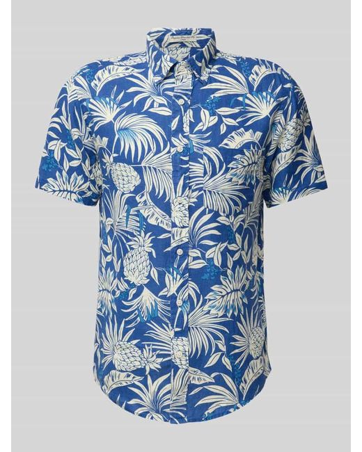 Gant Regular Fit Leinenhemd mit Button-Down-Kragen in Blue für Herren