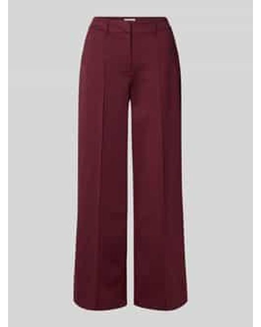 Ichi Wide Leg Stoffen Broek Met Vaste Persplooien, Model 'Kate' in het Red