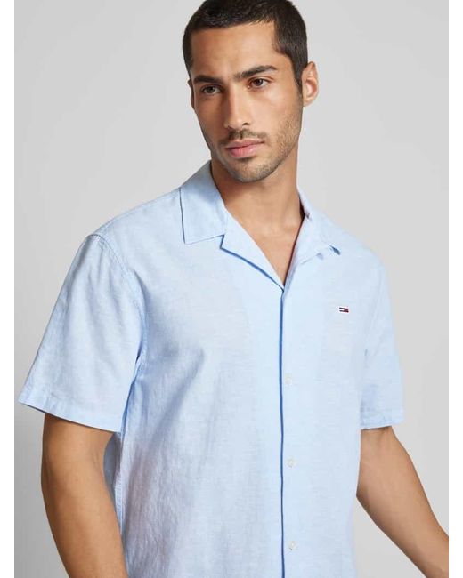 Tommy Hilfiger Regular Fit Freizeithemd mit Label-Stitching in Blue für Herren