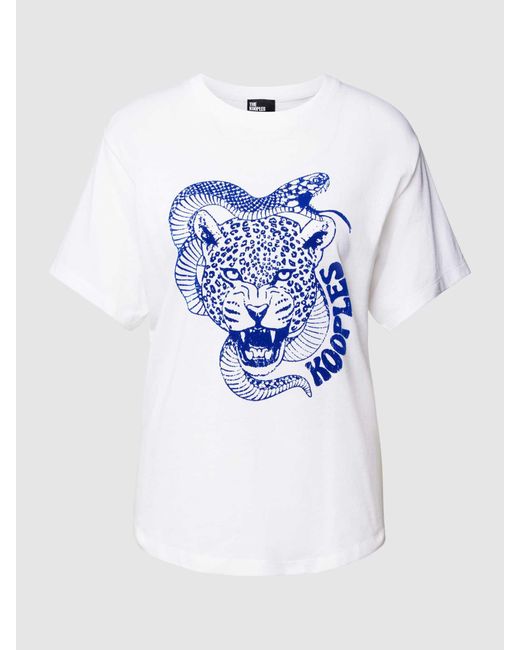 The Kooples Blue T-Shirt mit Label-Print
