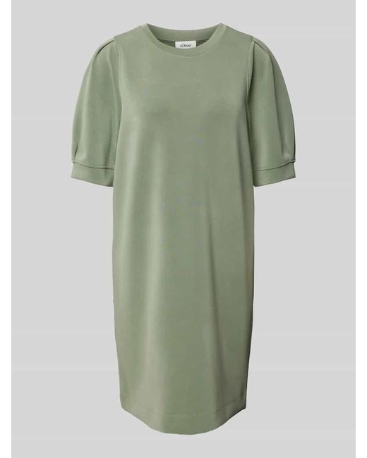 S.oliver Green Regular Fit Scuba-Kleid mit Puffärmeln