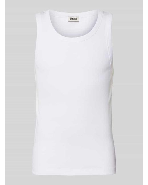 Drykorn Top aus Feinripp mit Rundhalsausschnitt Modell 'NATHAN' in White für Herren