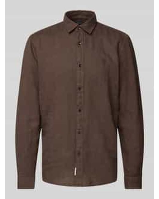 Mcneal Regular Fit Vrijetijdsoverhemd Van Puur Linnen Met Logostitching in het Brown voor heren