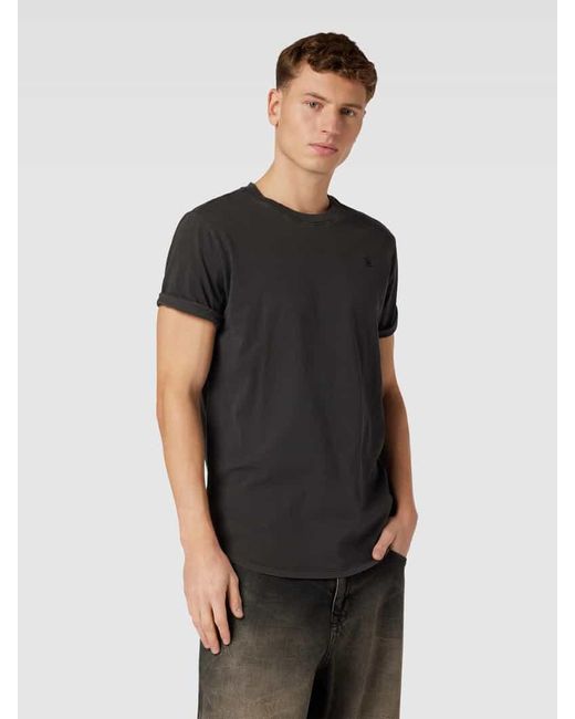 G-Star RAW T-Shirt mit Label-Print und -Patch Modell 'Lash' in Black für Herren