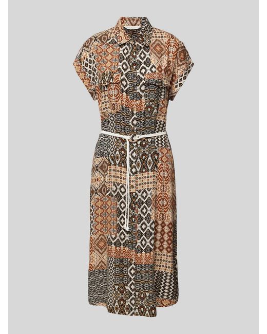 Apricot Midi-Jurk Met All-Over Print in het Metallic