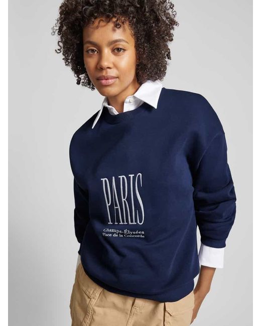 Gina Tricot Blue Sweatshirt mit Statement-Print Modell 'Riley'