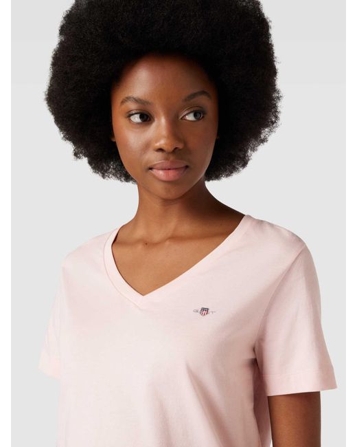 Gant T-shirt Met V-hals in het Pink