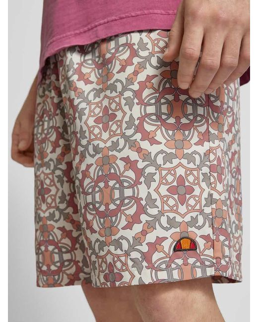Ellesse Regular Fit Shorts mit Allover-Print Modell 'TAROTO' in Orange für Herren