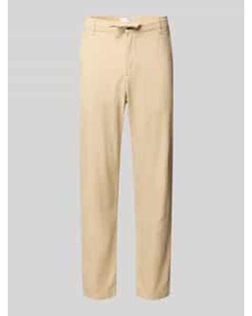 SELECTED Slim Tapered Fit Broek Met Tunnelkoord in het Natural voor heren