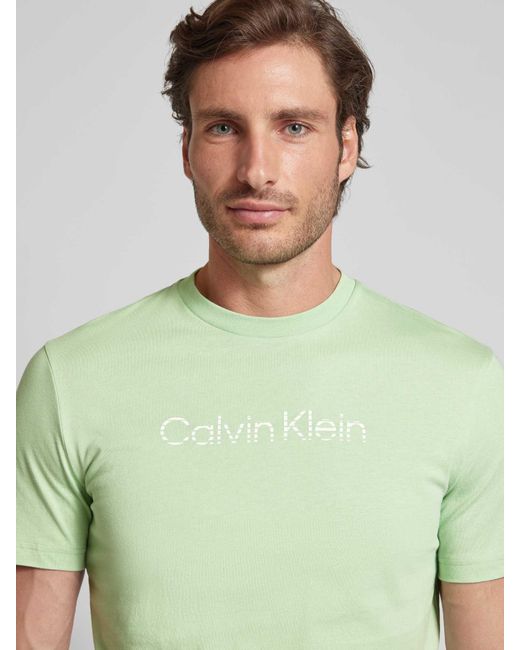Calvin Klein T-shirt Met Labelprint in het Green voor heren