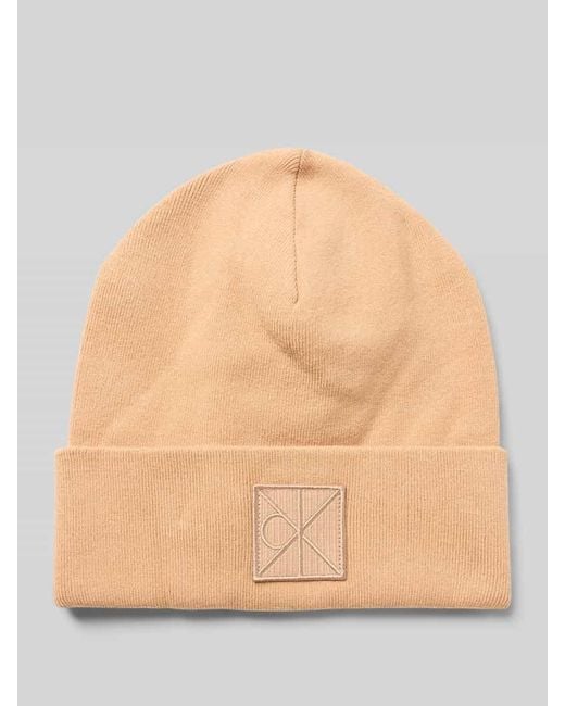 Calvin Klein Mütze aus Viskose-Mix mit Logo-Patch Modell 'Bea' in Natural für Herren