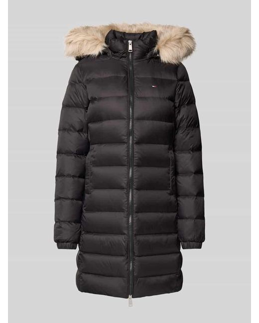 Tommy Hilfiger Black Regular Fit Daunenmantel mit Entendaunen-Füllung