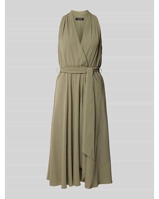 Ralph Lauren Green Abendkleid Mit Bindegürtel Modell 'Varsha'