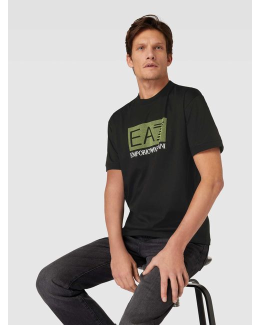 EA7 T-shirt Met Labelprint in het Black voor heren