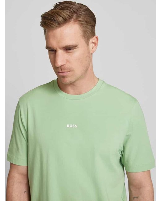 Boss T-Shirt mit Label-Detail Modell 'TCHUP' in Green für Herren