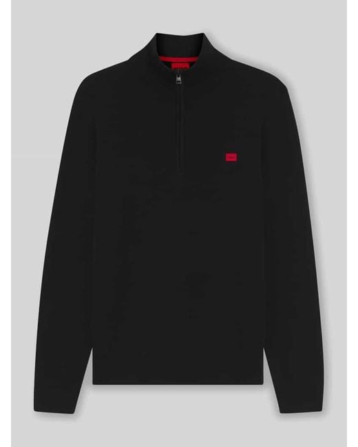 HUGO Regular Fit Troyer aus reiner Baumwolle Modell 'SAN QUINTUS' in Black für Herren