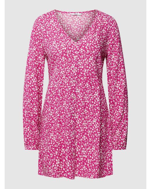 ONLY Mini-jurk Met All-over Bloemenmotief in het Pink