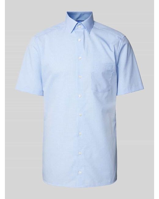 Olymp Modern Fit Business-Hemd mit Vichy-Karo in Blue für Herren