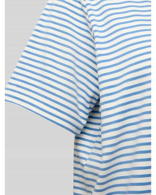 CCDK Copenhagen Blue T-Shirt mit geripptem Rundhalsausschnitt Modell 'Bea'