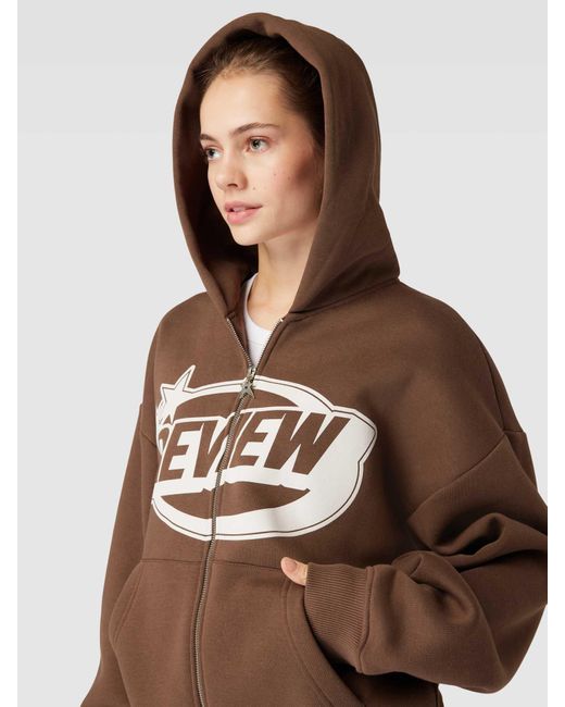 Review Hoodie Met Labelprint in het Brown voor heren