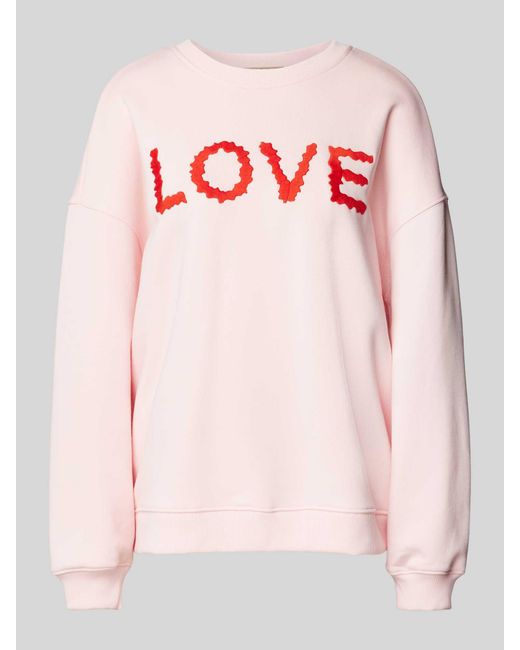 Smith & Soul Oversized Sweatshirt Met Labelstitching in het Pink