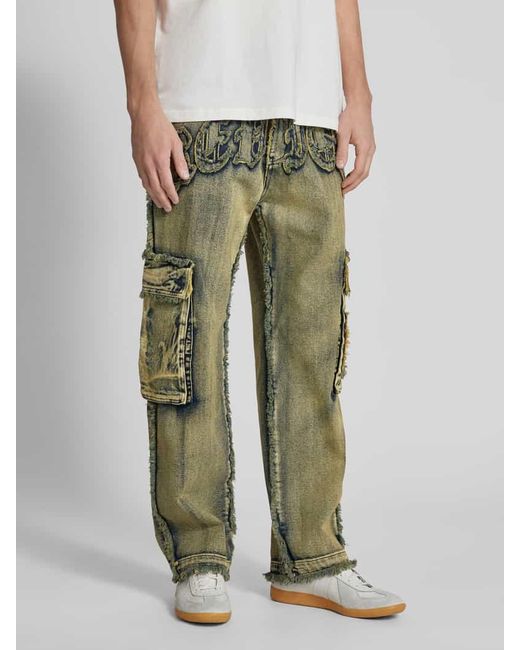 Review Baggy Fit Jeans mit Label-Stitching in Green für Herren