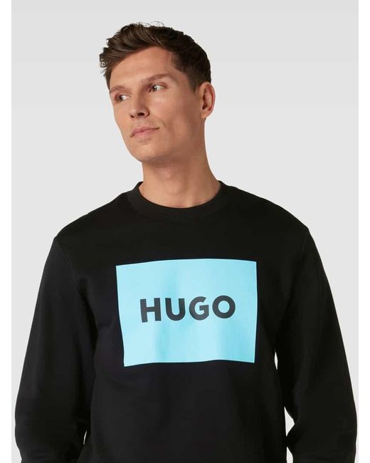 HUGO Sweatshirt mit Label-Print in Black für Herren