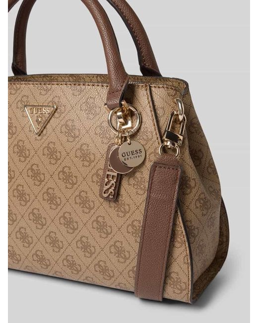 Guess Natural Handtasche mit Label-Applikation Modell 'NOELLE LUXURY SATCHEL'