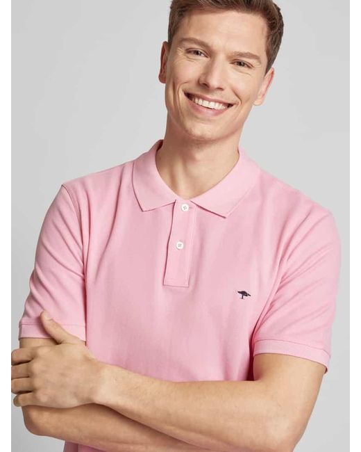 Fynch-Hatton Regular Fit Poloshirt Mit Logo-Stitching in Pink für Herren