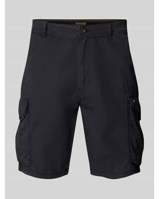 Napapijri Loose Fit Cargoshorts mit Logo-Stitching Modell 'NOTO 2.0' in Blue für Herren